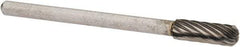 Atrax - 5/32" Cut Diam, 1/8" Shank Diam, Cylinder with Radius Head Single Cut Burr - Carbide, Radius End, 1/2" LOC, 1-1/2" OAL - Americas Industrial Supply
