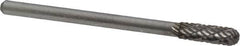 Atrax - 5/32" Cut Diam, 1/8" Shank Diam, Cylinder with Radius Head Double Cut Burr - Carbide, Radius End, 1/2" LOC, 1-1/2" OAL - Americas Industrial Supply