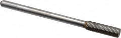 Atrax - 5/32" Cut Diam, 1/8" Shank Diam, Cylinder Head Single Cut Burr - Carbide, Flat End, 1/2" LOC, 1-1/2" OAL - Americas Industrial Supply