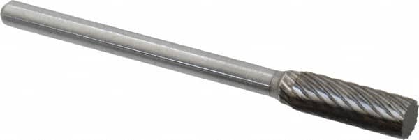 Atrax - 3/16" Cut Diam, 1/8" Shank Diam, Cylinder Head Single Cut Burr - Carbide, Flat End, 1/2" LOC, 1-1/2" OAL - Americas Industrial Supply