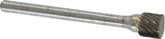 Atrax - 1/4" Cut Diam, 1/8" Shank Diam, Cylinder Head Single Cut Burr - Carbide, Flat End, 3/16" LOC, 1-7/16" OAL - Americas Industrial Supply