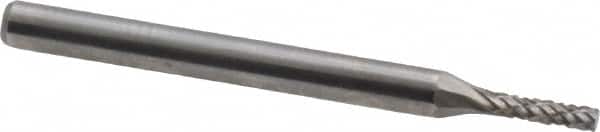 Atrax - 1/16" Cut Diam, 1/8" Shank Diam, Cylinder Head Double Cut Burr - Carbide, Flat End, 1/4" LOC, 1-1/2" OAL - Americas Industrial Supply