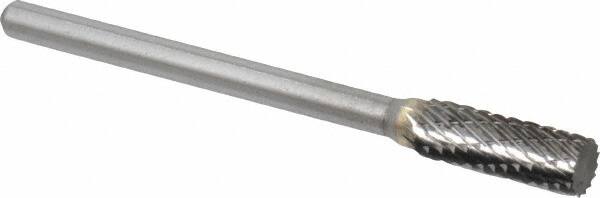 Atrax - 3/16" Cut Diam, 1/8" Shank Diam, Cylinder Head Double Cut Burr - Carbide, Flat End, 1/2" LOC, 1-1/2" OAL - Americas Industrial Supply