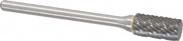 Atrax - 1/4" Cut Diam, 1/8" Shank Diam, Cylinder Head Double Cut Burr - Carbide, Flat End, 1/2" LOC, 1-3/4" OAL - Americas Industrial Supply