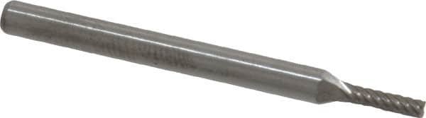 Atrax - 1/16" Cut Diam, 1/8" Shank Diam, Cylinder with End Cut Head Single Cut Burr - Carbide, End Cut End, 1/4" LOC, 1-1/2" OAL - Americas Industrial Supply
