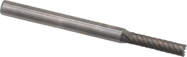 Atrax - 3/32" Cut Diam, 1/8" Shank Diam, Cylinder with End Cut Head Single Cut Burr - Carbide, End Cut End, 7/16" LOC, 1-1/2" OAL - Americas Industrial Supply