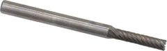 Atrax - 3/32" Cut Diam, 1/8" Shank Diam, Cylinder with End Cut Head Single Cut Burr - Carbide, End Cut End, 7/16" LOC, 1-1/2" OAL - Americas Industrial Supply