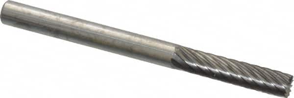 Atrax - 1/8" Cut Diam, 1/8" Shank Diam, Cylinder with End Cut Head Single Cut Burr - Carbide, End Cut End, 9/16" LOC, 1-1/2" OAL - Americas Industrial Supply