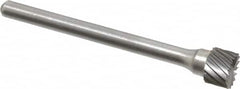 Atrax - 1/4" Cut Diam, 1/8" Shank Diam, Cylinder with End Cut Head Single Cut Burr - Carbide, End Cut End, 3/16" LOC, 1-1/16" OAL - Americas Industrial Supply