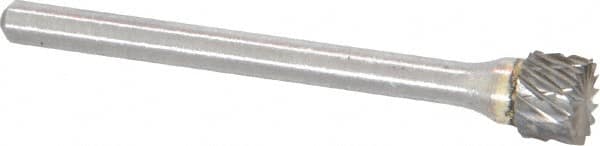 Atrax - 1/4" Cut Diam, 1/8" Shank Diam, Cylinder with End Cut Head Double Cut Burr - Carbide, End Cut End, 3/16" LOC, 1-7/16" OAL - Americas Industrial Supply