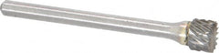 Atrax - 1/4" Cut Diam, 1/8" Shank Diam, Cylinder with End Cut Head Double Cut Burr - Carbide, End Cut End, 3/16" LOC, 1-7/16" OAL - Americas Industrial Supply