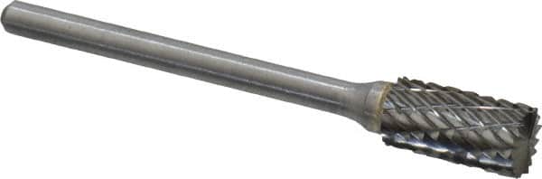 Atrax - 1/4" Cut Diam, 1/8" Shank Diam, Cylinder with End Cut Head Double Cut Burr - Carbide, End Cut End, 1/2" LOC, 1-3/4" OAL - Americas Industrial Supply