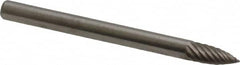 Atrax - 1/8" Cut Diam, 1/8" Shank Diam, Tree Head Single Cut Burr - Carbide, Point End, 1/4" LOC, 1-1/2" OAL - Americas Industrial Supply