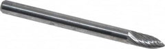 Atrax - 1/8" Cut Diam, 1/8" Shank Diam, Tree Head Single Cut Burr - Carbide, Point End, 5/16" LOC, 1-1/2" OAL - Americas Industrial Supply