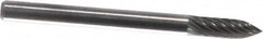 Atrax - 1/8" Cut Diam, 1/8" Shank Diam, Tree Head Single Cut Burr - Carbide, Point End, 3/8" LOC, 1-1/2" OAL - Americas Industrial Supply