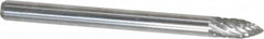 Atrax - 1/8" Cut Diam, 1/8" Shank Diam, Tree Head Double Cut Burr - Carbide, Point End, 1/4" LOC, 1-1/2" OAL - Americas Industrial Supply