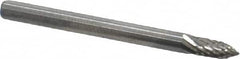 Atrax - 1/8" Cut Diam, 1/8" Shank Diam, Tree Head Double Cut Burr - Carbide, Point End, 5/16" LOC, 1-1/2" OAL - Americas Industrial Supply