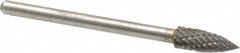 Atrax - 3/16" Cut Diam, 1/8" Shank Diam, Tree Head Double Cut Burr - Carbide, Point End, 1/2" LOC, 1-1/2" OAL - Americas Industrial Supply