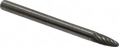 Atrax - 1/8" Cut Diam, 1/8" Shank Diam, Tree with Radius Head Single Cut Burr - Carbide, Radius End, 1/4" LOC, 1-1/2" OAL - Americas Industrial Supply