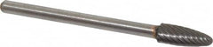 Atrax - 3/16" Cut Diam, 1/8" Shank Diam, Tree with Radius Head Single Cut Burr - Carbide, Radius End, 1/2" LOC, 1-1/2" OAL - Americas Industrial Supply