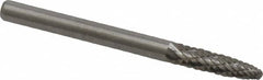 Atrax - 1/8" Cut Diam, 1/8" Shank Diam, Tree with Radius Head Double Cut Burr - Carbide, Radius End, 1/2" LOC, 1-1/2" OAL - Americas Industrial Supply