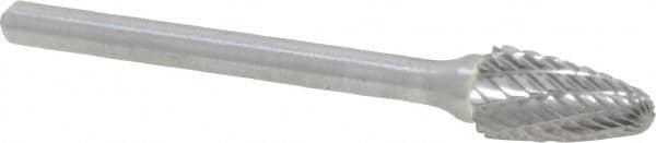 Atrax - 1/4" Cut Diam, 1/8" Shank Diam, Tree with Radius Head Double Cut Burr - Carbide, Radius End, 1/2" LOC, 1-3/4" OAL - Americas Industrial Supply