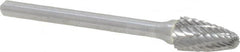Atrax - 1/4" Cut Diam, 1/8" Shank Diam, Tree with Radius Head Double Cut Burr - Carbide, Radius End, 1/2" LOC, 1-3/4" OAL - Americas Industrial Supply