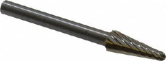 Atrax - 3/16" Cut Diam, 1/8" Shank Diam, Taper Head Single Cut Burr - Radius End, 1/2" LOC, 1-1/2" OAL - Americas Industrial Supply