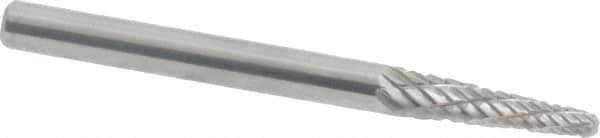 Atrax - 1/8" Cut Diam, 1/8" Shank Diam, Taper Head Double Cut Burr - Radius End, 1/2" LOC, 1-1/2" OAL - Americas Industrial Supply