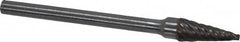 Atrax - 3/16" Cut Diam, 1/8" Shank Diam, Cone Head Single Cut Burr - Carbide, Point End, 1/2" LOC, 1-1/2" OAL - Americas Industrial Supply