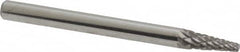 Atrax - 1/8" Cut Diam, 1/8" Shank Diam, Cone Head Double Cut Burr - Carbide, Point End, 3/8" LOC, 1-1/2" OAL - Americas Industrial Supply