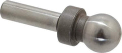 Jergens - 1/2" Ball Diam, 1/4" Shank Diam, Steel Inspection Tooling Ball - Slip-Fit Shank, 1-3/8" Ball Center to Shank Bottom, 1/2" Ball Center to Shoulder Bottom, with Shoulder - Americas Industrial Supply