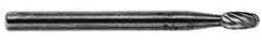 SGS Pro - 3/16" Cut Diam, 1/8" Shank Diam, Oval Head Single Cut Burr - Carbide, Radius End, 9/32" LOC - Americas Industrial Supply
