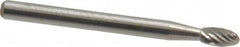 Atrax - 1/8" Cut Diam, 1/8" Shank Diam, Oval Head Single Cut Burr - Carbide, Radius End, 7/32" LOC, 1-1/2" OAL - Americas Industrial Supply