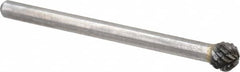 Atrax - 3/16" Cut Diam, 1/8" Shank Diam, Ball Head Double Cut Burr - Carbide, Radius End, 3/16" LOC, 1-1/2" OAL - Americas Industrial Supply
