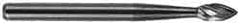 M.A. Ford - 3/16" Cut Diam, 1/8" Shank Diam, Flame Head Single Cut Burr - Carbide, Radius End, 3/8" LOC, 1-1/2" OAL - Americas Industrial Supply