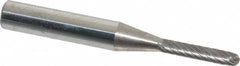 Atrax - 1/8" Cut Diam, 1/4" Shank Diam, Cylinder with Radius Head Single Cut Burr - Carbide, Radius End, 1/2" LOC, 1-1/2" OAL - Americas Industrial Supply