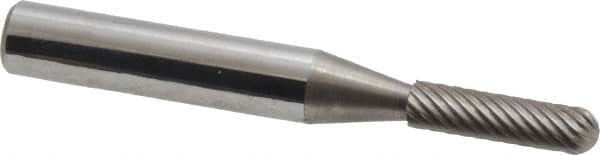 Atrax - 5/32" Cut Diam, 1/4" Shank Diam, Cylinder with Radius Head Single Cut Burr - Carbide, Radius End, 5/8" LOC, 2" OAL - Americas Industrial Supply