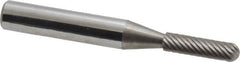 Atrax - 5/32" Cut Diam, 1/4" Shank Diam, Cylinder with Radius Head Single Cut Burr - Carbide, Radius End, 5/8" LOC, 2" OAL - Americas Industrial Supply