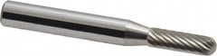 Atrax - 3/16" Cut Diam, 1/4" Shank Diam, Cylinder with Radius Head Single Cut Burr - Carbide, Radius End, 5/8" LOC, 2" OAL - Americas Industrial Supply