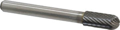 Atrax - 5/16" Cut Diam, 1/4" Shank Diam, Cylinder with Radius Head Single Cut Burr - Carbide, Radius End, 3/4" LOC, 2-1/2" OAL - Americas Industrial Supply