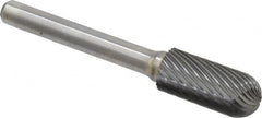 Atrax - 7/16" Cut Diam, 1/4" Shank Diam, Cylinder with Radius Head Single Cut Burr - Carbide, Radius End, 1" LOC, 2-3/4" OAL - Americas Industrial Supply