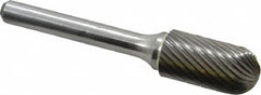 Atrax - 1/2" Cut Diam, 1/4" Shank Diam, Cylinder with Radius Head Single Cut Burr - Carbide, Radius End, 1" LOC, 2-3/4" OAL - Americas Industrial Supply