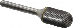 Atrax - 5/8" Cut Diam, 1/4" Shank Diam, Cylinder with Radius Head Single Cut Burr - Carbide, Radius End, 1" LOC, 2-3/4" OAL - Americas Industrial Supply