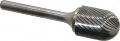 Atrax - 3/4" Cut Diam, 1/4" Shank Diam, Cylinder with Radius Head Single Cut Burr - Carbide, Radius End, 1" LOC, 2-3/4" OAL - Americas Industrial Supply