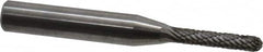 Atrax - 1/8" Cut Diam, 1/4" Shank Diam, Cylinder with Radius Head Double Cut Burr - Carbide, Radius End, 1/2" LOC, 2" OAL - Americas Industrial Supply