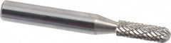 Atrax - 3/16" Cut Diam, 1/4" Shank Diam, Cylinder with Radius Head Double Cut Burr - Carbide, Radius End, 1/2" LOC, 2" OAL - Americas Industrial Supply
