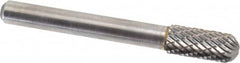Atrax - 5/16" Cut Diam, 1/4" Shank Diam, Cylinder with Radius Head Double Cut Burr - Carbide, Radius End, 3/4" LOC, 2-1/2" OAL - Americas Industrial Supply
