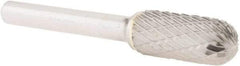 Atrax - 7/16" Cut Diam, 1/4" Shank Diam, Cylinder with Radius Head Double Cut Burr - Carbide, Radius End, 1" LOC, 2-3/4" OAL - Americas Industrial Supply