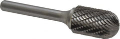 Atrax - 5/8" Cut Diam, 1/4" Shank Diam, Cylinder with Radius Head Double Cut Burr - Carbide, Radius End, 1" LOC, 2-3/4" OAL - Americas Industrial Supply